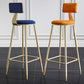 Glam Style Backrest Counter Stool Iron Kitchen Bar Stool with Velvet Cushion and Pedal Clearhalo 'Bar Furniture' 'Bar Stools' 'bar_stools' 'furn' 'furn_bar_stools' 'Furniture' 'Kitchen & Dining Furniture' 5696526