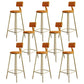 Glam Style Backrest Counter Stool Iron Kitchen Bar Stool with Velvet Cushion and Pedal Orange 8 Piece Set Clearhalo 'Bar Furniture' 'Bar Stools' 'bar_stools' 'furn' 'furn_bar_stools' 'Furniture' 'Kitchen & Dining Furniture' 5696532