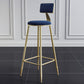 Glam Style Backrest Counter Stool Iron Kitchen Bar Stool with Velvet Cushion and Pedal Blue 1 Piece Clearhalo 'Bar Furniture' 'Bar Stools' 'bar_stools' 'furn' 'furn_bar_stools' 'Furniture' 'Kitchen & Dining Furniture' 5696534