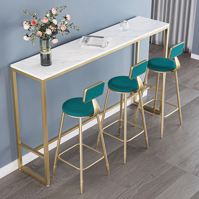 Glam Style Backrest Counter Stool Iron Kitchen Bar Stool with Velvet Cushion and Pedal Clearhalo 'Bar Furniture' 'Bar Stools' 'bar_stools' 'furn' 'furn_bar_stools' 'Furniture' 'Kitchen & Dining Furniture' 5696535