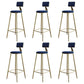 Glam Style Backrest Counter Stool Iron Kitchen Bar Stool with Velvet Cushion and Pedal Blue 6 Piece Set Clearhalo 'Bar Furniture' 'Bar Stools' 'bar_stools' 'furn' 'furn_bar_stools' 'Furniture' 'Kitchen & Dining Furniture' 5696539