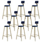 Glam Style Backrest Counter Stool Iron Kitchen Bar Stool with Velvet Cushion and Pedal Blue 8 Piece Set Clearhalo 'Bar Furniture' 'Bar Stools' 'bar_stools' 'furn' 'furn_bar_stools' 'Furniture' 'Kitchen & Dining Furniture' 5696540