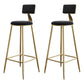 Glam Style Backrest Counter Stool Iron Kitchen Bar Stool with Velvet Cushion and Pedal Black 2 Piece Set Clearhalo 'Bar Furniture' 'Bar Stools' 'bar_stools' 'furn' 'furn_bar_stools' 'Furniture' 'Kitchen & Dining Furniture' 5696542