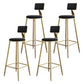 Glam Style Backrest Counter Stool Iron Kitchen Bar Stool with Velvet Cushion and Pedal Black 4 Piece Set Clearhalo 'Bar Furniture' 'Bar Stools' 'bar_stools' 'furn' 'furn_bar_stools' 'Furniture' 'Kitchen & Dining Furniture' 5696543