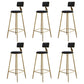 Glam Style Backrest Counter Stool Iron Kitchen Bar Stool with Velvet Cushion and Pedal Black 6 Piece Set Clearhalo 'Bar Furniture' 'Bar Stools' 'bar_stools' 'furn' 'furn_bar_stools' 'Furniture' 'Kitchen & Dining Furniture' 5696544