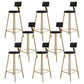Glam Style Backrest Counter Stool Iron Kitchen Bar Stool with Velvet Cushion and Pedal Black 8 Piece Set Clearhalo 'Bar Furniture' 'Bar Stools' 'bar_stools' 'furn' 'furn_bar_stools' 'Furniture' 'Kitchen & Dining Furniture' 5696545