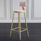 Glam Style Backrest Counter Stool Iron Kitchen Bar Stool with Velvet Cushion and Pedal Pink 1 Piece Clearhalo 'Bar Furniture' 'Bar Stools' 'bar_stools' 'furn' 'furn_bar_stools' 'Furniture' 'Kitchen & Dining Furniture' 5696546
