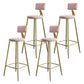 Glam Style Backrest Counter Stool Iron Kitchen Bar Stool with Velvet Cushion and Pedal Pink 4 Piece Set Clearhalo 'Bar Furniture' 'Bar Stools' 'bar_stools' 'furn' 'furn_bar_stools' 'Furniture' 'Kitchen & Dining Furniture' 5696548