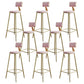 Glam Style Backrest Counter Stool Iron Kitchen Bar Stool with Velvet Cushion and Pedal Pink 8 Piece Set Clearhalo 'Bar Furniture' 'Bar Stools' 'bar_stools' 'furn' 'furn_bar_stools' 'Furniture' 'Kitchen & Dining Furniture' 5696550