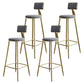 Glam Style Backrest Counter Stool Iron Kitchen Bar Stool with Velvet Cushion and Pedal Gray 4 Piece Set Clearhalo 'Bar Furniture' 'Bar Stools' 'bar_stools' 'furn' 'furn_bar_stools' 'Furniture' 'Kitchen & Dining Furniture' 5696553