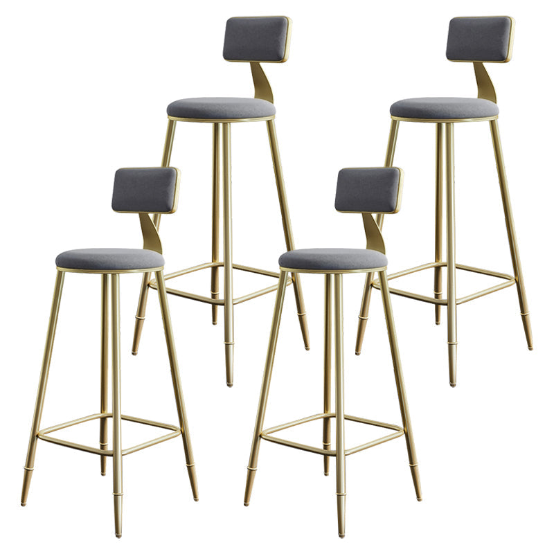 Glam Style Backrest Counter Stool Iron Kitchen Bar Stool with Velvet Cushion and Pedal Gray 4 Piece Set Clearhalo 'Bar Furniture' 'Bar Stools' 'bar_stools' 'furn' 'furn_bar_stools' 'Furniture' 'Kitchen & Dining Furniture' 5696553