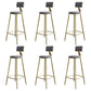 Glam Style Backrest Counter Stool Iron Kitchen Bar Stool with Velvet Cushion and Pedal Gray 6 Piece Set Clearhalo 'Bar Furniture' 'Bar Stools' 'bar_stools' 'furn' 'furn_bar_stools' 'Furniture' 'Kitchen & Dining Furniture' 5696554