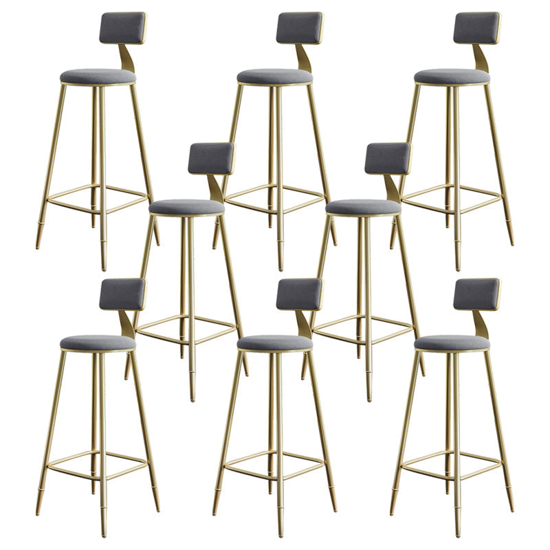 Glam Style Backrest Counter Stool Iron Kitchen Bar Stool with Velvet Cushion and Pedal Gray 8 Piece Set Clearhalo 'Bar Furniture' 'Bar Stools' 'bar_stools' 'furn' 'furn_bar_stools' 'Furniture' 'Kitchen & Dining Furniture' 5696555