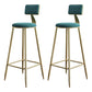 Glam Style Backrest Counter Stool Iron Kitchen Bar Stool with Velvet Cushion and Pedal Green 2 Piece Set Clearhalo 'Bar Furniture' 'Bar Stools' 'bar_stools' 'furn' 'furn_bar_stools' 'Furniture' 'Kitchen & Dining Furniture' 5696557