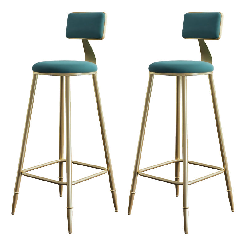 Glam Style Backrest Counter Stool Iron Kitchen Bar Stool with Velvet Cushion and Pedal Green 2 Piece Set Clearhalo 'Bar Furniture' 'Bar Stools' 'bar_stools' 'furn' 'furn_bar_stools' 'Furniture' 'Kitchen & Dining Furniture' 5696557