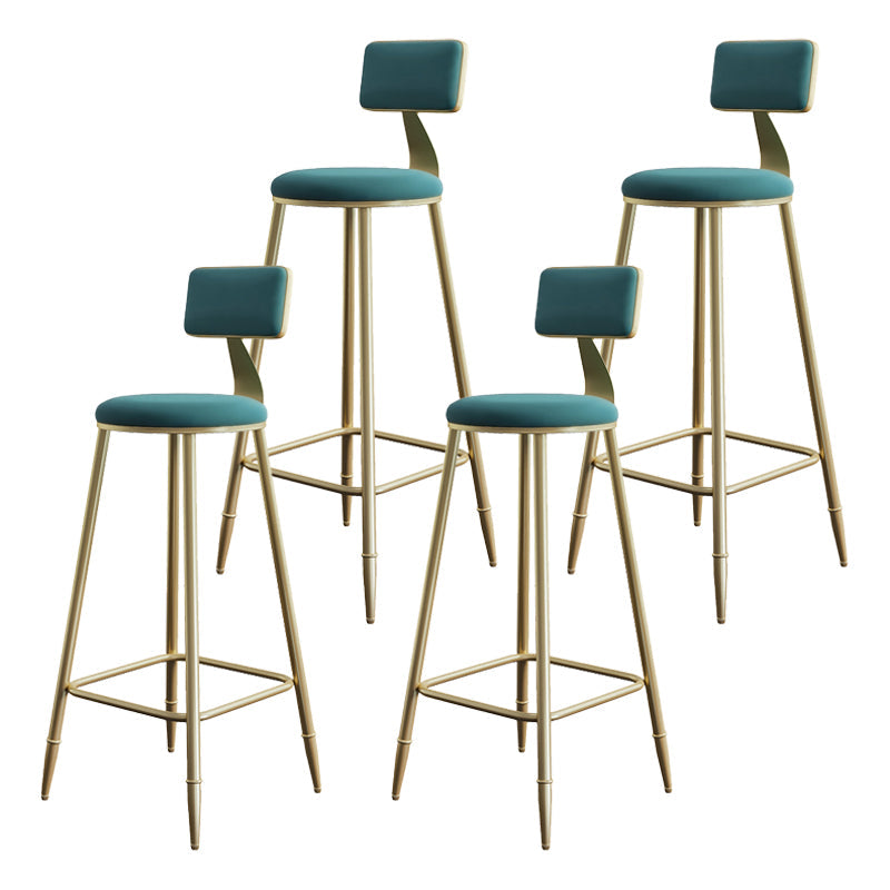 Glam Style Backrest Counter Stool Iron Kitchen Bar Stool with Velvet Cushion and Pedal Green 4 Piece Set Clearhalo 'Bar Furniture' 'Bar Stools' 'bar_stools' 'furn' 'furn_bar_stools' 'Furniture' 'Kitchen & Dining Furniture' 5696558