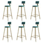 Glam Style Backrest Counter Stool Iron Kitchen Bar Stool with Velvet Cushion and Pedal Green 6 Piece Set Clearhalo 'Bar Furniture' 'Bar Stools' 'bar_stools' 'furn' 'furn_bar_stools' 'Furniture' 'Kitchen & Dining Furniture' 5696559