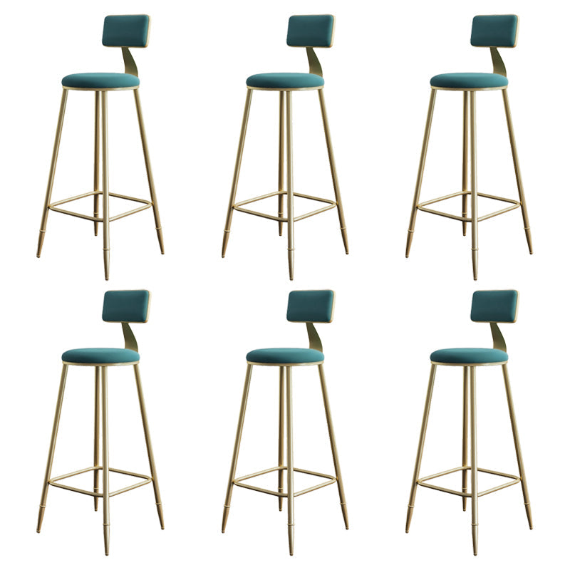 Glam Style Backrest Counter Stool Iron Kitchen Bar Stool with Velvet Cushion and Pedal Green 6 Piece Set Clearhalo 'Bar Furniture' 'Bar Stools' 'bar_stools' 'furn' 'furn_bar_stools' 'Furniture' 'Kitchen & Dining Furniture' 5696559