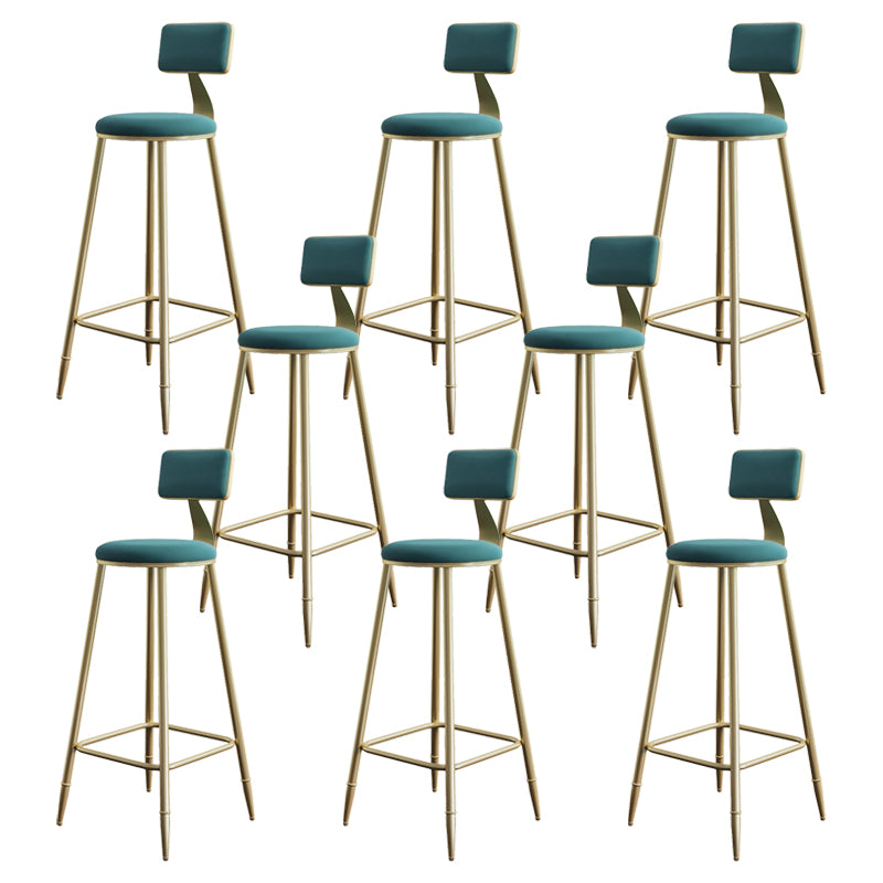 Glam Style Backrest Counter Stool Iron Kitchen Bar Stool with Velvet Cushion and Pedal Green 8 Piece Set Clearhalo 'Bar Furniture' 'Bar Stools' 'bar_stools' 'furn' 'furn_bar_stools' 'Furniture' 'Kitchen & Dining Furniture' 5696560