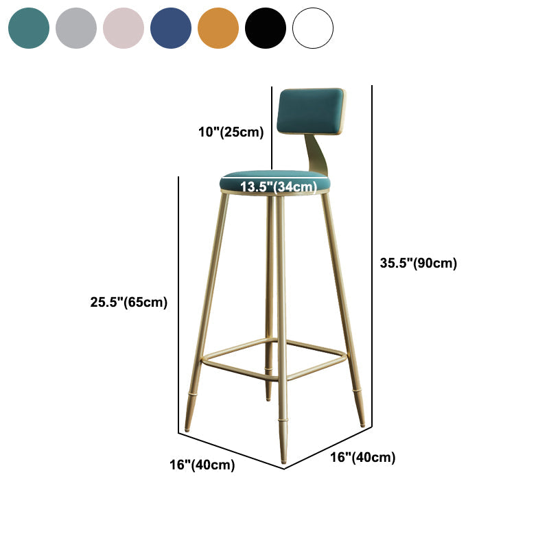 Glam Style Backrest Counter Stool Iron Kitchen Bar Stool with Velvet Cushion and Pedal Clearhalo 'Bar Furniture' 'Bar Stools' 'bar_stools' 'furn' 'furn_bar_stools' 'Furniture' 'Kitchen & Dining Furniture' 5696561