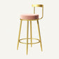 Glam Metal Barstool Velvet Footrest Low BackStool in Matte Finish for Indoor