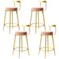 Glam Metal Barstool Velvet Footrest Low BackStool in Matte Finish for Indoor