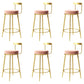 Glam Metal Barstool Velvet Footrest Low BackStool in Matte Finish for Indoor