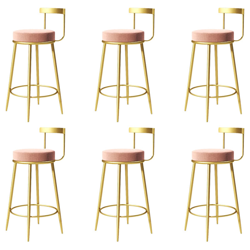 Glam Metal Barstool Velvet Footrest Low BackStool in Matte Finish for Indoor