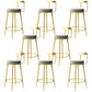 Glam Metal Barstool Velvet Footrest Low BackStool in Matte Finish for Indoor