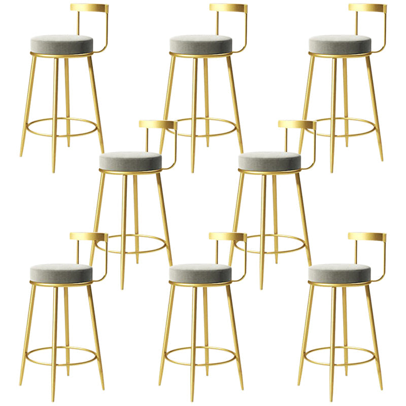Glam Metal Barstool Velvet Footrest Low BackStool in Matte Finish for Indoor