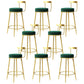 Glam Metal Barstool Velvet Footrest Low BackStool in Matte Finish for Indoor