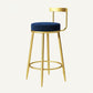 Glam Metal Barstool Velvet Footrest Low BackStool in Matte Finish for Indoor