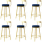 Glam Metal Barstool Velvet Footrest Low BackStool in Matte Finish for Indoor