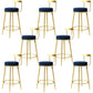 Glam Metal Barstool Velvet Footrest Low BackStool in Matte Finish for Indoor