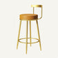 Glam Metal Barstool Velvet Footrest Low BackStool in Matte Finish for Indoor
