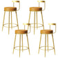Glam Metal Barstool Velvet Footrest Low BackStool in Matte Finish for Indoor