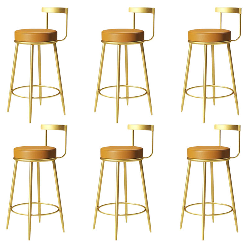 Glam Metal Barstool Velvet Footrest Low BackStool in Matte Finish for Indoor