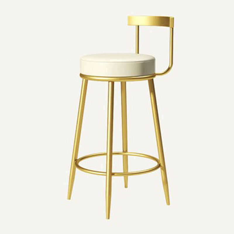 Glam Metal Barstool Velvet Footrest Low BackStool in Matte Finish for Indoor