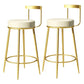 Glam Metal Barstool Velvet Footrest Low BackStool in Matte Finish for Indoor