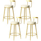 Glam Metal Barstool Velvet Footrest Low BackStool in Matte Finish for Indoor