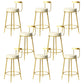 Glam Metal Barstool Velvet Footrest Low BackStool in Matte Finish for Indoor