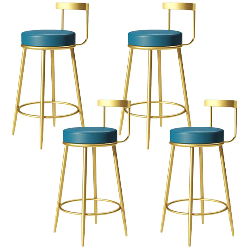 Glam Metal Barstool Velvet Footrest Low BackStool in Matte Finish for Indoor