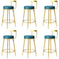 Glam Metal Barstool Velvet Footrest Low BackStool in Matte Finish for Indoor