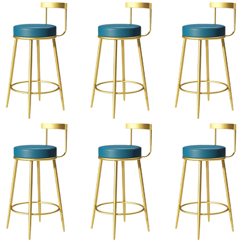 Glam Metal Barstool Velvet Footrest Low BackStool in Matte Finish for Indoor