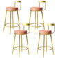 Glam Metal Barstool Velvet Footrest Low BackStool in Matte Finish for Indoor