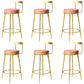 Glam Metal Barstool Velvet Footrest Low BackStool in Matte Finish for Indoor