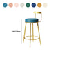 Glam Metal Barstool Velvet Footrest Low BackStool in Matte Finish for Indoor