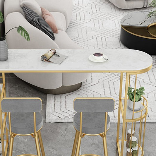 Tavolo da bar in stile contemporaneo in pietra doppia banda bar per bistrot piedistallo con archiviazione