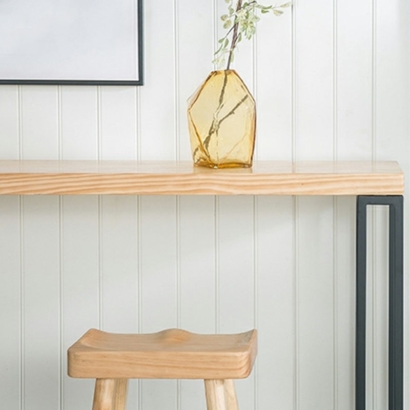 Tavolo da bar rettangolo in stile glam in legno massiccio tavolo da pranzo a barra piedistallo doppia con conservazione