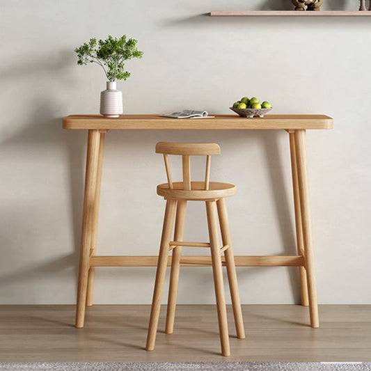 Tavolo da bar per top in legno di pino rettangolare tavolo da pub moderno con base di cavalletto in natura